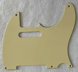 CUSTOM GUITAR PICKGUARD FOR VINTAGE 5-HOLE FENDER TELECASTER,3PLY VINTAGE YELLOW