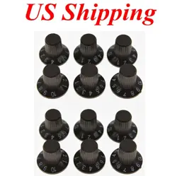 SET OF 12 GUITAR AMPLIFIER KNOB AMP KNOBS BROWN SKIRTED KNOBS FITS FENDER