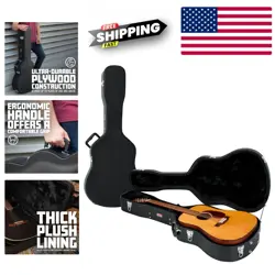 BLACK HARD SHELL GUITAR CASE FOR DREADNOUGHT ACOUSTIC GUITARS FITS GIBSON FENDER