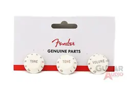 GENUINE FENDER STRATOCASTER/STRAT GUITAR KNOBS - 2 TONE, 1 VOLUME - PARCHMENT