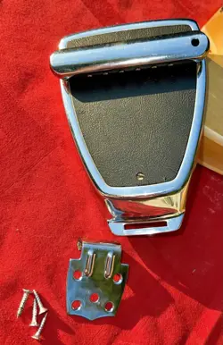 VINTAGE FENDER 1966-1969 CHROME CORONADO VIBRATO BASE AND MOUNTING TAB.
