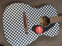 FENDERTIM ARMSTRONG HELLCAT ACOUSTIC-ELECTRIC GUITAR CHECKERBOARD, SPRUCE TOP