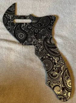 CUSTOM MADE BLACK/SILVER PAISLEY PICKGUARD FOR '69 FENDER THINLINE TELECASTER