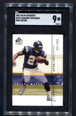 2001 SP AUTHENTIC LADAINIAN TOMLINSON FUTURE WATCH RC 38/100 SGC 9 MINT