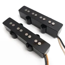 JB ALNICO 5 PICKUPS SET FOR FENDER 4 STRING JAZZ BASS  BLACK VINTAGE STYLE