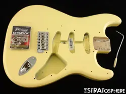 AMERICAN FENDER MALMSTEEN STRAT BODY + HARDWARE, STRATOCASTER WHITE