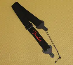 099-0662-015 GENUINE FENDER BLACK/RED LOGO NYLON STRAP FOR GUITAR/BASS