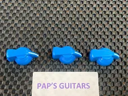 NEW SET OF 3 BLUE CHICKEN HEAD POINTER KNOBS FOR AMP, PEDALS, ETC