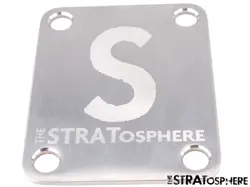 NEW STRATOSPHERE LOGO NECK PLATE FOR FENDER STRAT TELE STAINLESS STR-NP-SS-L