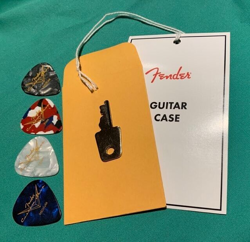 NEW ( 4 ) FENDER CUSTOM SHOP PICKS W/ G&G ELECTRIC GUITAR CASE KEY AND HANG TAG