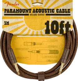 GENUINE FENDER 10 FOOT PARAMOUNT ACOUSTIC INSTRUMENT CABLE, BROWN #0990910007