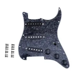 MUSICLILY BLACK PEARL 4PLY SSS PREWIRED PICKGUARD FOR FENDER SQUIER STRAT GUITAR