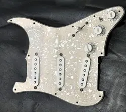 NEW STRAT PICKGUARD AGED PEARL 11 HOLE 3 PLY SSS FOR FENDER STYLE SHIPS FROM US