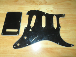 BLACK 3 PLY FENDER STRATOCASTER PICKGUARD & TREMOLO COVER