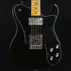 FENDER 1980 TELECASTER CUSTOM  USED ASH BODY MAPLE FINGERBOARD BLACK W/HARD CASE
