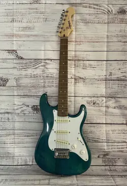 SQUIER STRAT BY FENDER SHORT SCALE ELECTRIC GUITAR TEAL GREEN