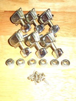 FENDER 1981 CHROME TRAPEZOID F LOGO TUNERS