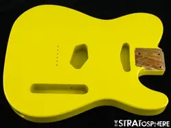 NEW REPLACEMENT BODY FOR FENDER TELECASTER TELE, ROASTED ASH, GRAFFITI YELLOW