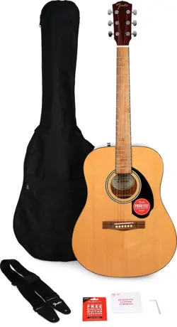 FENDER FA-115 DREADNOUGHT ACOUSTIC GUITAR BUNDLE W/STRAP, GIG BAG, PICKS, STRING