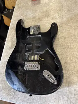 90S-2000S ERA SQUIER STRATOCASTER BODY W/ BRIDGE CLASSIC BLACK - LUTHIER