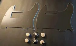 GENUINE FENDER TELECASTER PICKGUARD HUMBUCKER & SINGLE BARREL AND WITCH HAT KNOB