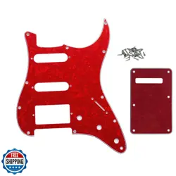 ROZILO 11 HOLE RED PEARL STRAT HSS PICKGUARD GUITAR BACKPLATE SET FOR FENDER