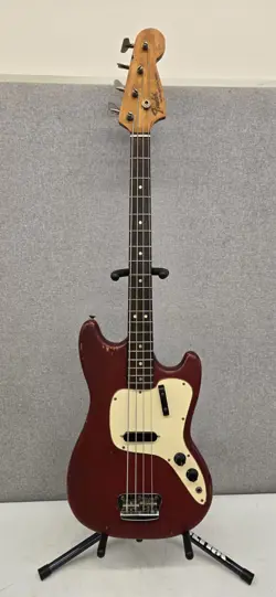 VINTAGE 1969 FENDER MUSICMASTER ELECTRIC BASS GUITAR RED