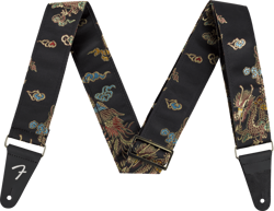 GENUINE FENDER SATIN DRAGON GUITAR STRAP, BLACK