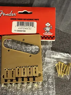 GENUINE FENDER AMERICAN STANDARD SERIES 6-SADDLE TELE TELECASTER BRIDGE - GOLD 717669512514