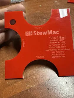 STEWMAC NECK SHAPING TEMPLATE 1956 FENDER PRECISION BASS (P-BASS) 1ST,3RD &5TH