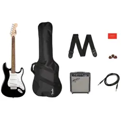 SQUIER SQUIER BY FENDER STRATOCASTER BEGINNER PACK, LAUREL FINGERBOARD, BLACK, W