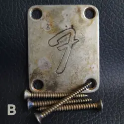 FENDER VINTAGE F NECK PLATE 0991448100 STRATOCASTER TELECASTER *AGED  (B)