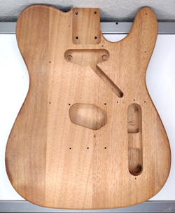 UNFINISHED WOOD ELECTRIC GUITAR FENDER TELECASTER STYLE BODY, ROUTED, PREDRILLED