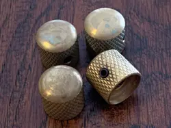 (3) SOLID 'AGED' RAW BRASS GUITAR KNOBS / DOME / SET SCREW / FENDER / CTS POTS