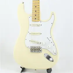 FENDER JAPAN ST71-140YM USED BASSWOOD BODY YELLOW WHITE W/HARD CASE