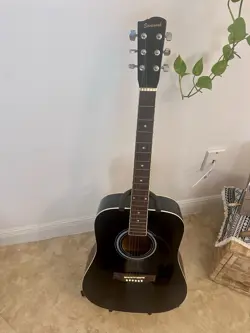 SAVANNAH ACOUSTIC GUITAR SO-SGD-10-BK BLACK FINISH WITH FENDER STAND