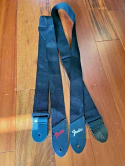 (2) FENDER NYLON GUITAR STRAP RED AND SILVER LOGOS FOR STRAT TELECASTER