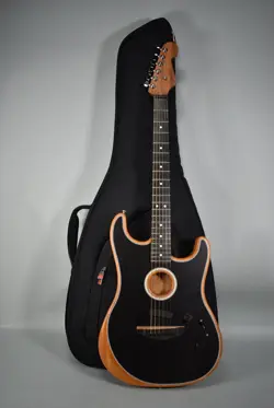 2021 FENDER ACOUSTASONIC STRATOCASTER BLACK FINISH ACOUSTIC ELECTRIC W/BAG