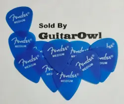 FENDER MEDIUM GUITAR PICKS 351 SHAPE CALIFORNIA CLEAR BLUE 12 PICKS
