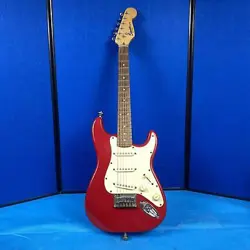 SQUIER MINI STRATOCASTER BY FENDER RED ELECTRIC GUITAR MISSING 1 STRING
