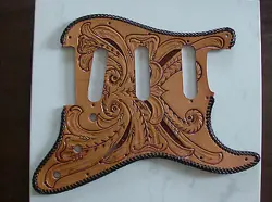 TOOLED LEATHER PICKGUARD FOR FENDER STRATOCASTER/STRAT GUITAR