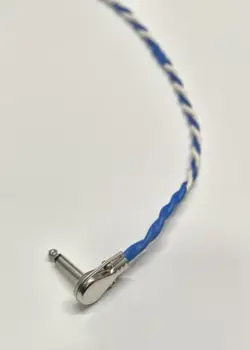 VINTAGE FENDER STYLE COMBO SPEAKER CABLE, 1/4” RIGHT ANGLE, .205” BLUE/WHITE