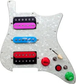 HSH PREWIRED LOADED STRAT PICKGUARD SET, ALNICO 5 HUMBUCKER PICKUPS FOR FENDER