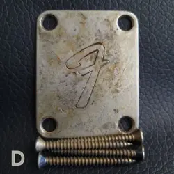 FENDER VINTAGE F NECK PLATE 0991448100 STRATOCASTER TELECASTER *AGED  (D)
