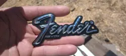 VINTAGE METAL 1979 USA FENDER GUITAR AMPLIFIER LOGO AMP CASE BADGE 1980 1981