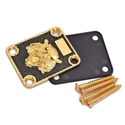 ELECTRIC GUITAR NECK PLATE WITH 4 SCREWS REPLACEMENT PART FOR FENDER STRAT GOLD