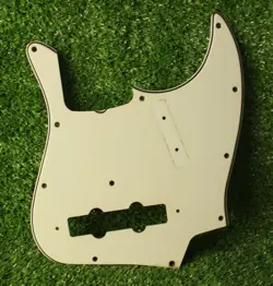 AGED PICKGUARD FOR FENDER JAZZ BASS - PARCHMENT WHITE WIDE BEVEL APG324