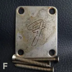 FENDER VINTAGE F NECK PLATE 0991448100 STRATOCASTER TELECASTER *AGED  (F)