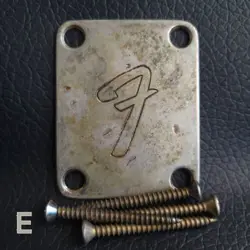 FENDER VINTAGE F NECK PLATE 0991448100 STRATOCASTER TELECASTER *AGED  (E)