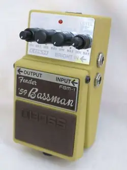 BOSS FBM-1 FENDER '59 BASSMAN GUITAR EFFECTS PEDAL YELLOW COLOR